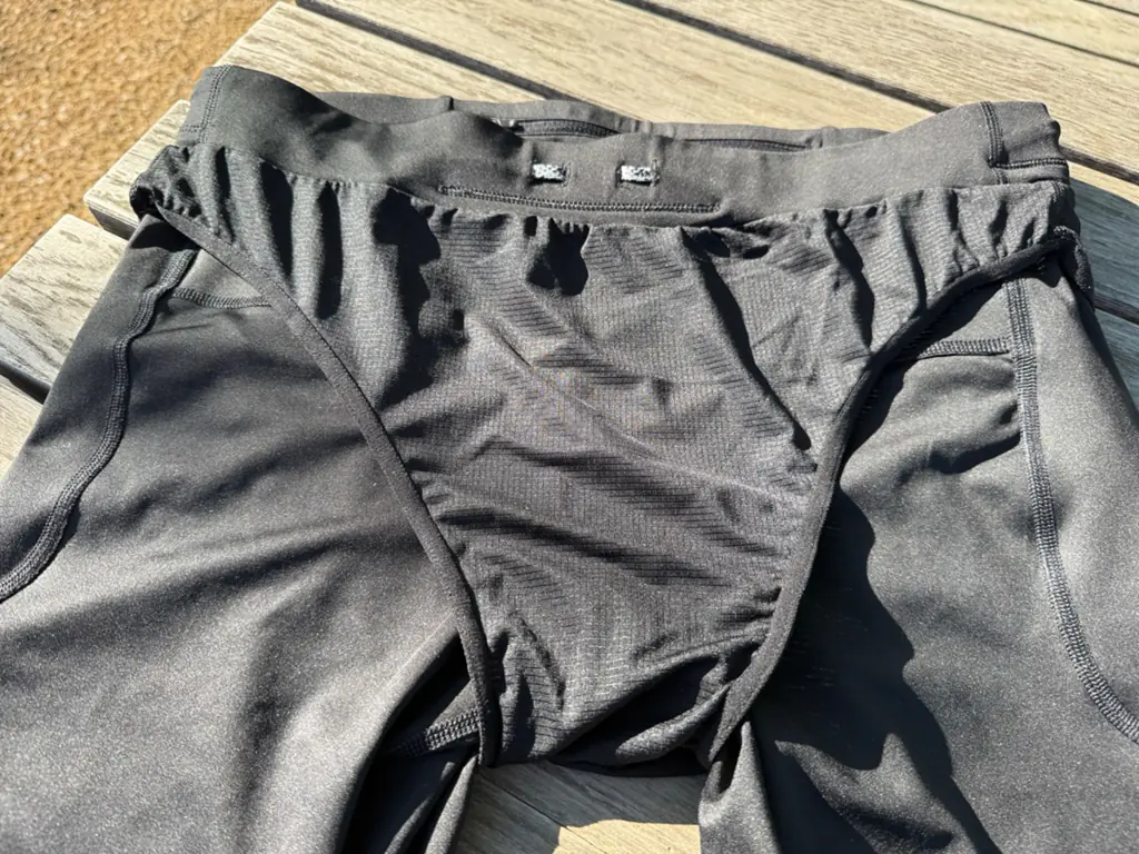 A shot of the brief liner, made of a different, slightly grid-like fabric