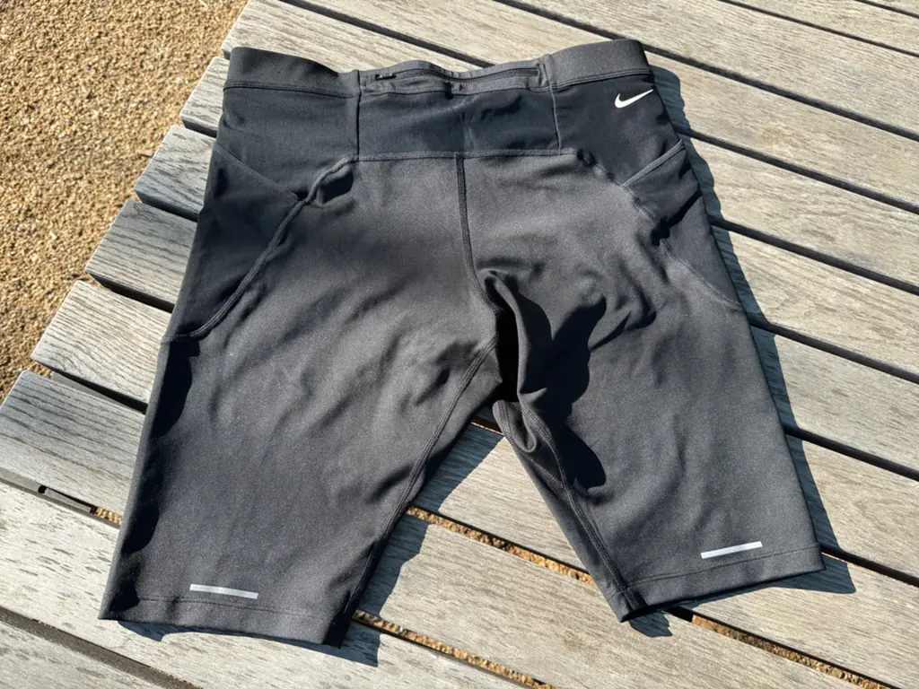 A top down view of the rear of the half tights