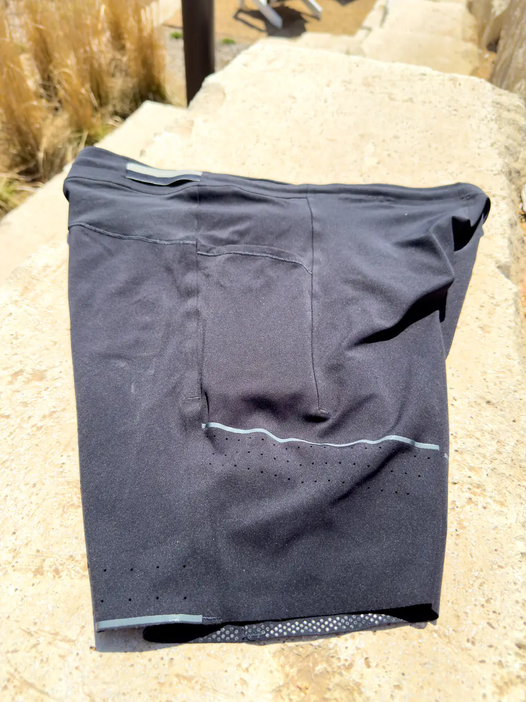 The right side of the half tights, showing the other drop in pocket